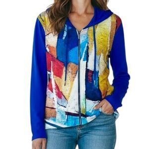 Simply Art By Dolcezza Jacket Full Zip Colorful Abstract Art Hoodie Sz L